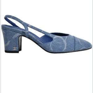 Chanel denim slingback heel